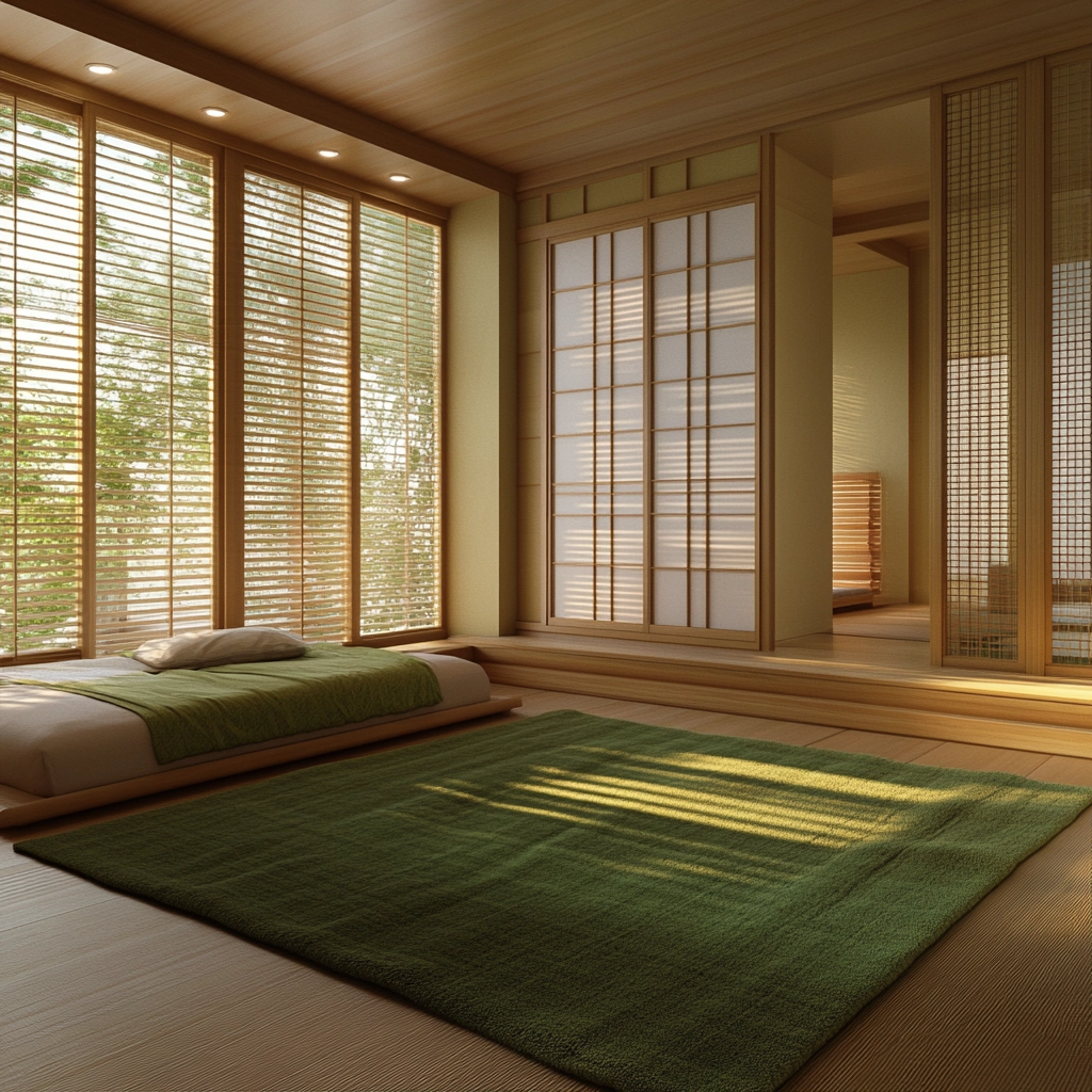 green rug bedroom 45