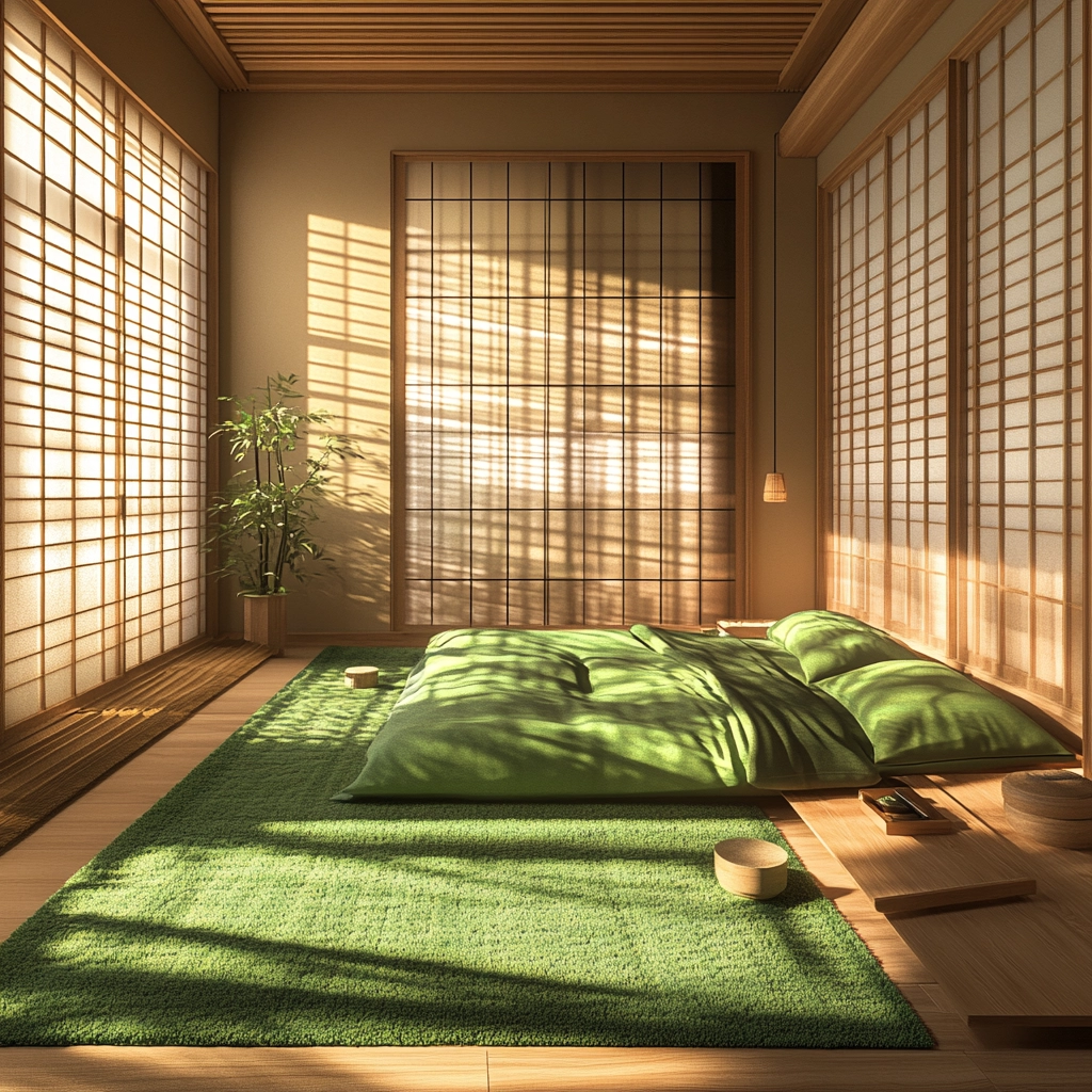 green rug bedroom 46