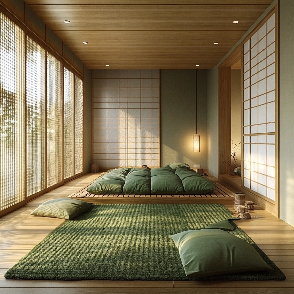 green rug bedroom 47