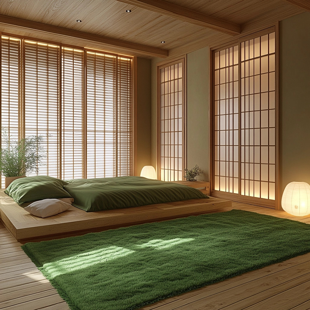 green rug bedroom 48