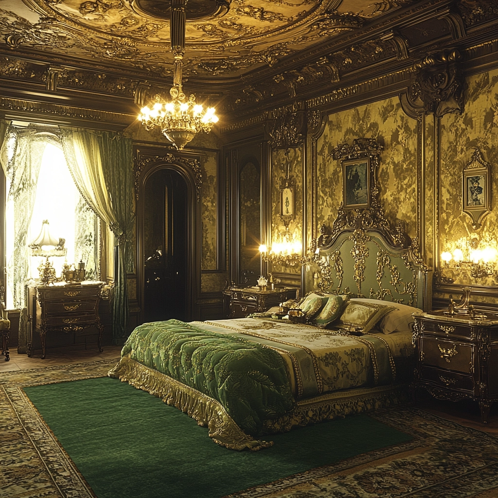 green rug bedroom 49