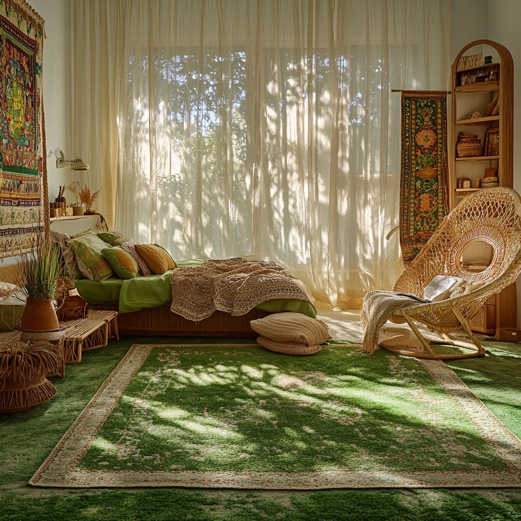 green rug bedroom 5