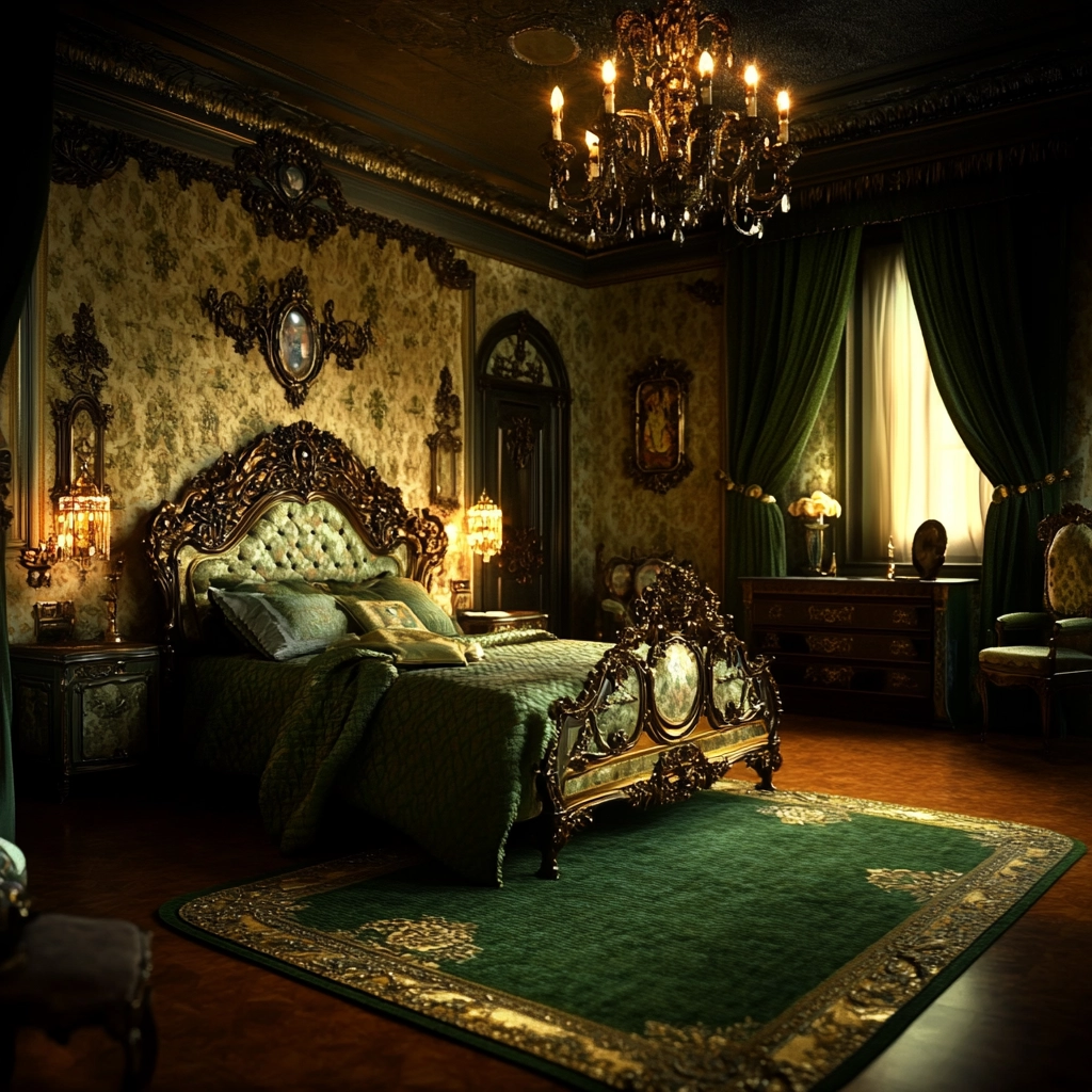 green rug bedroom 50