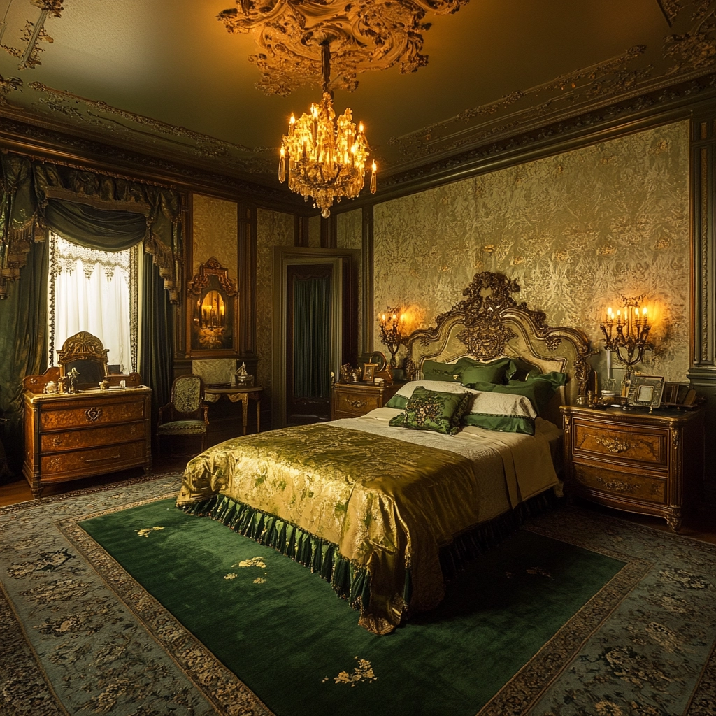 green rug bedroom 52