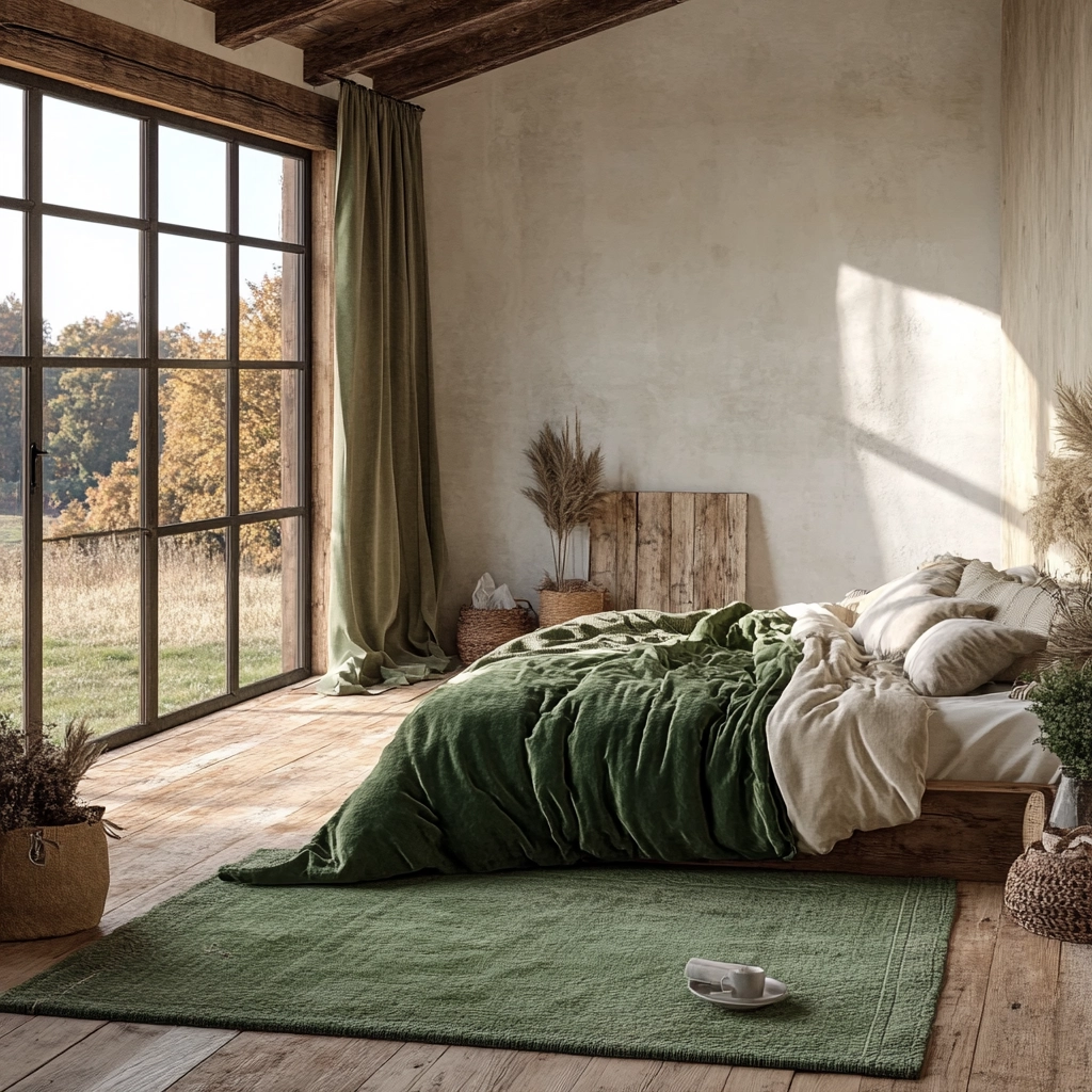 green rug bedroom 55