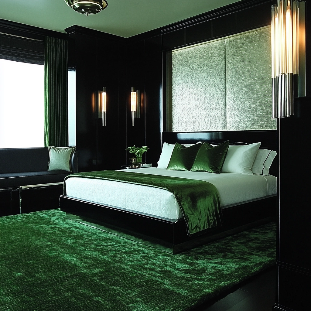 green rug bedroom 57