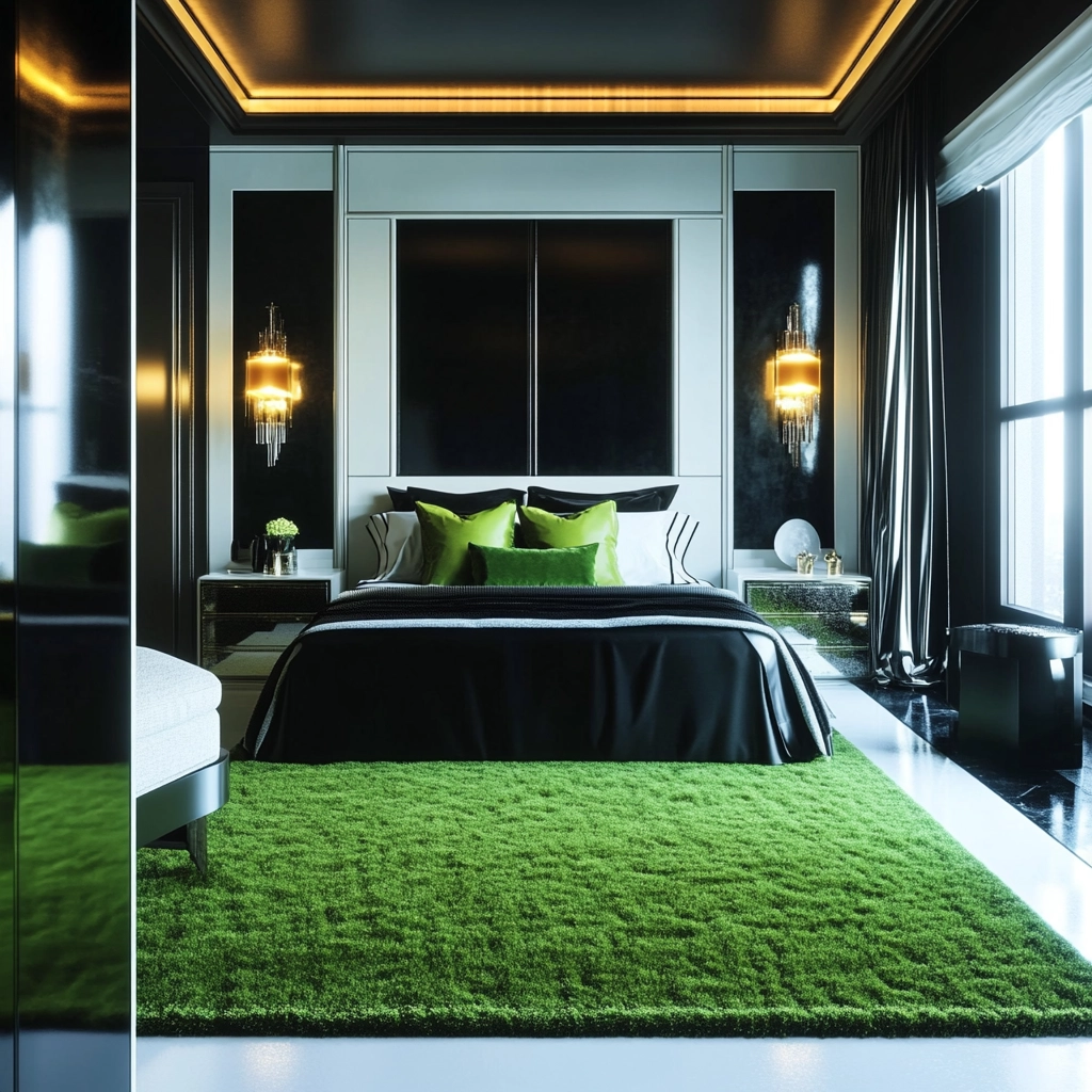 green rug bedroom 58