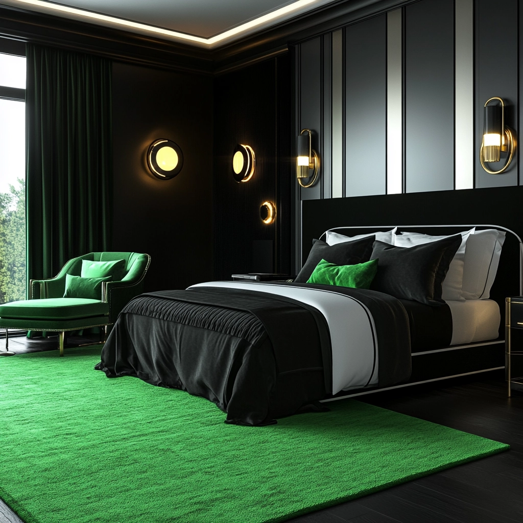 green rug bedroom 59