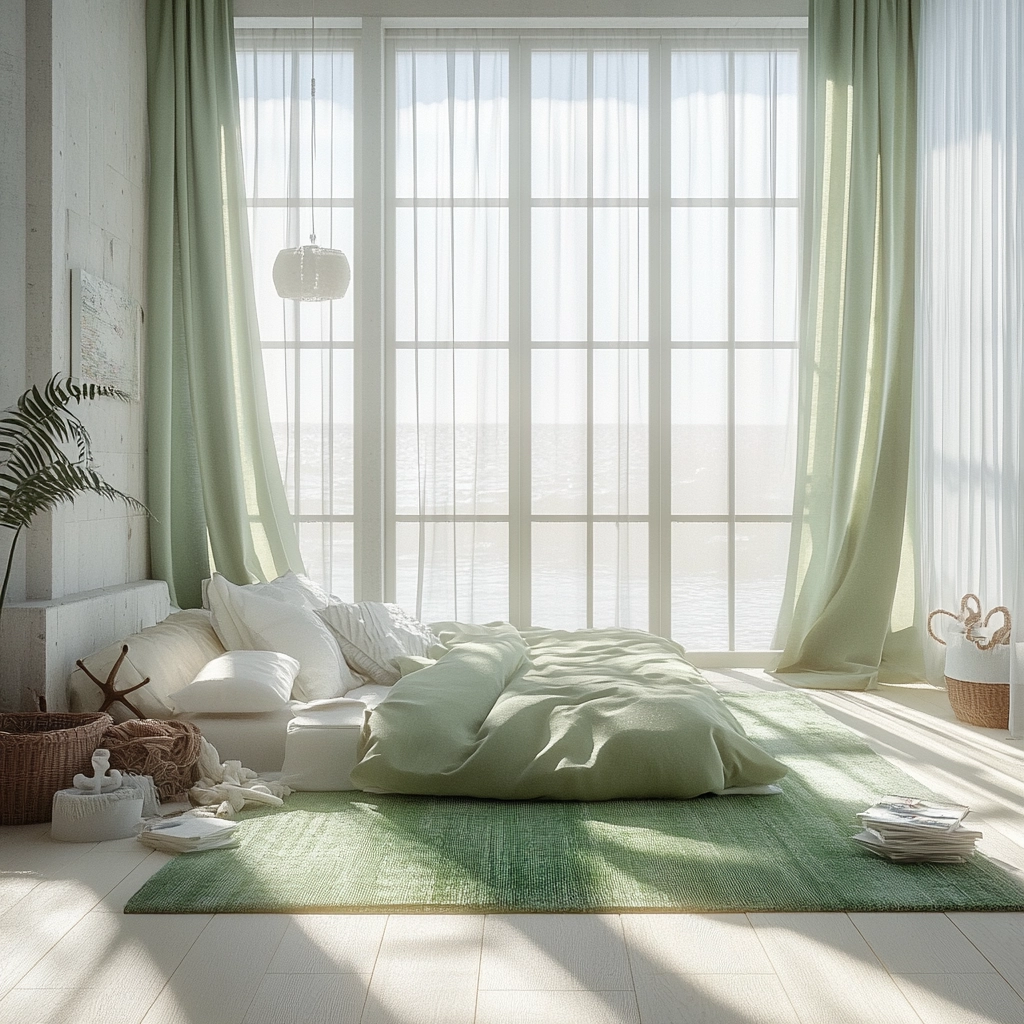 green rug bedroom 62