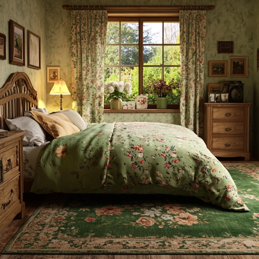 green rug bedroom 65