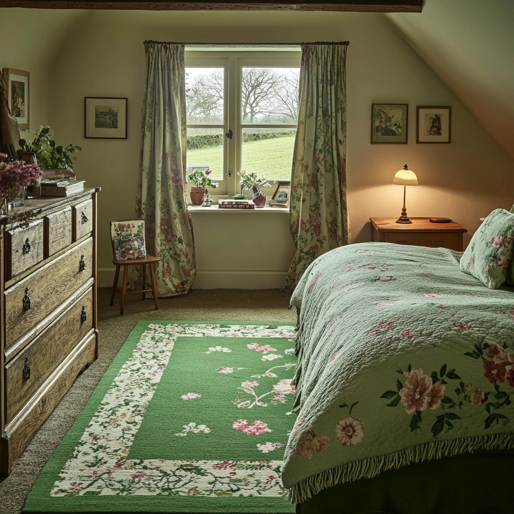 green rug bedroom 66