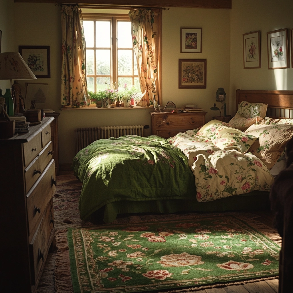 green rug bedroom 67