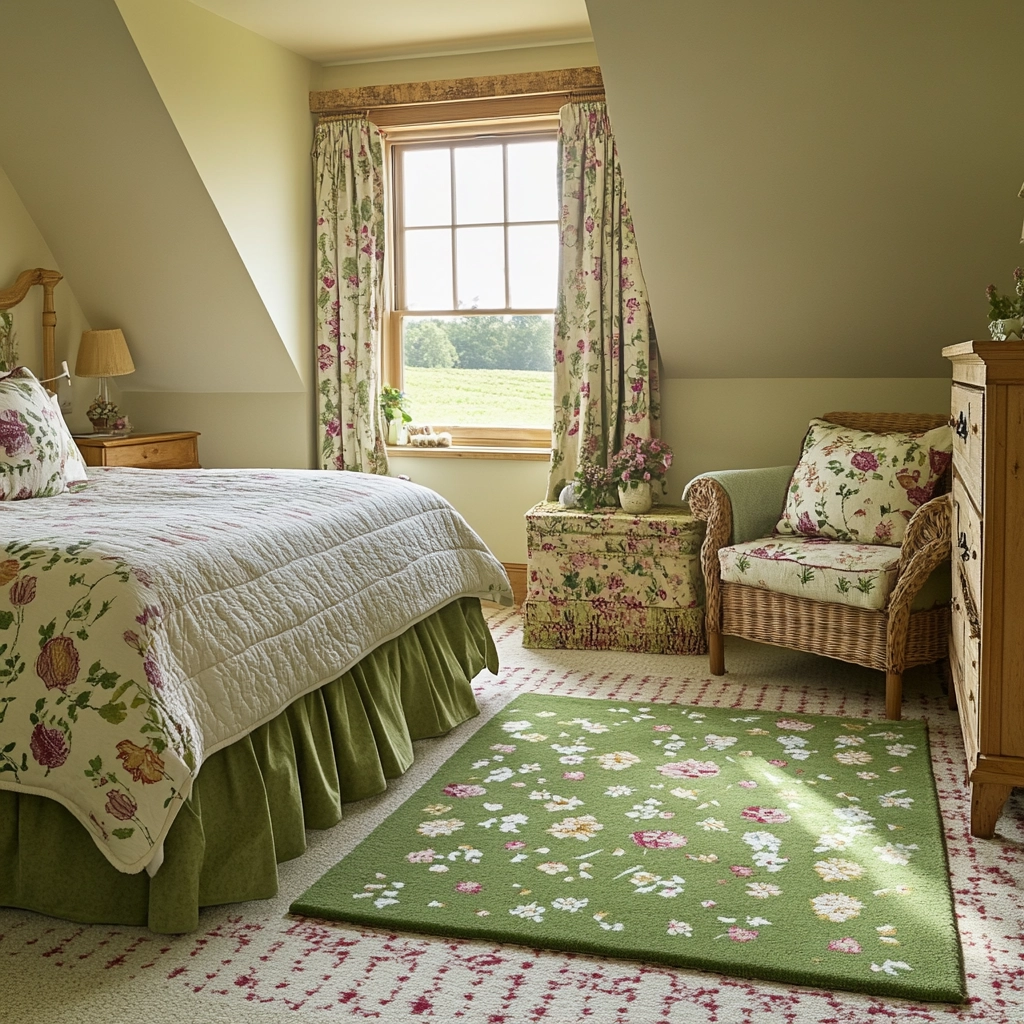 green rug bedroom 68
