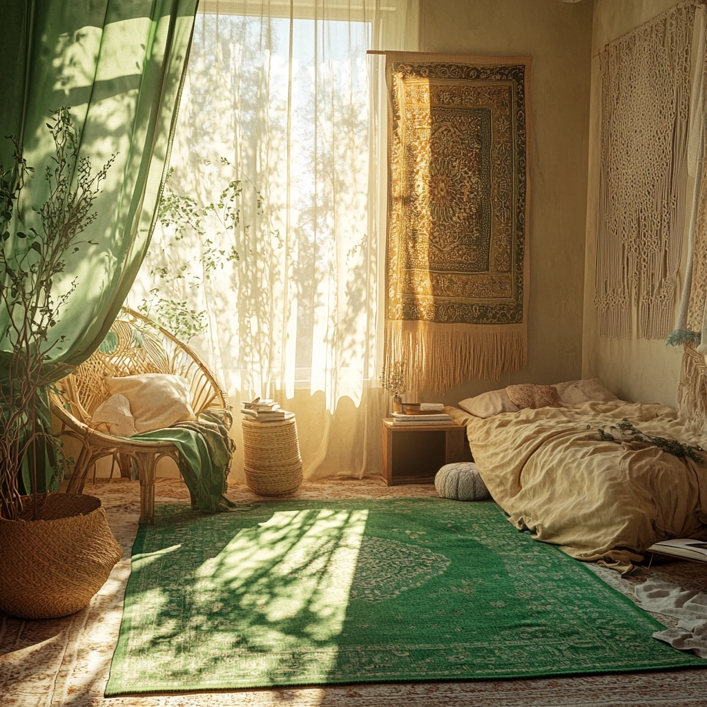 green rug bedroom 7