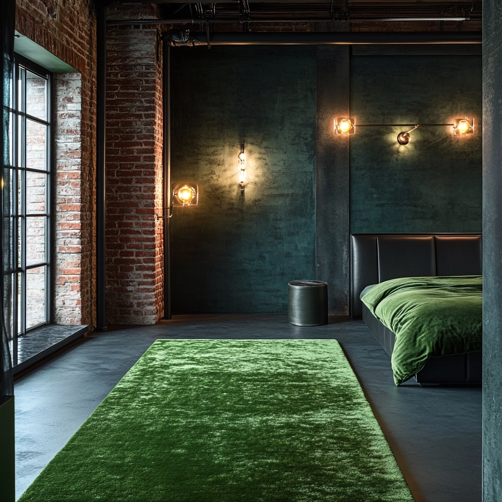 green rug bedroom 71