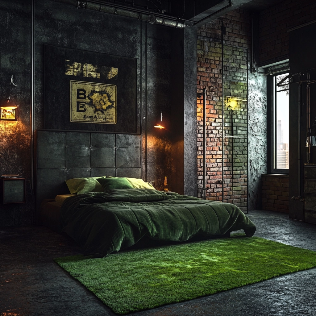 green rug bedroom 72
