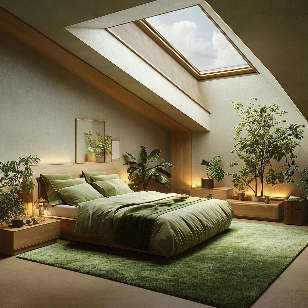 green rug bedroom 73