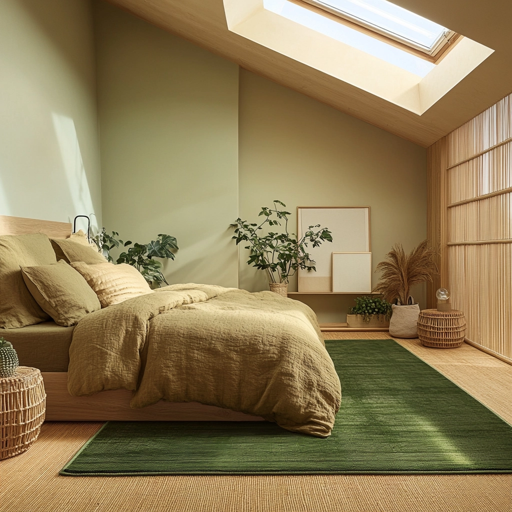 green rug bedroom 74