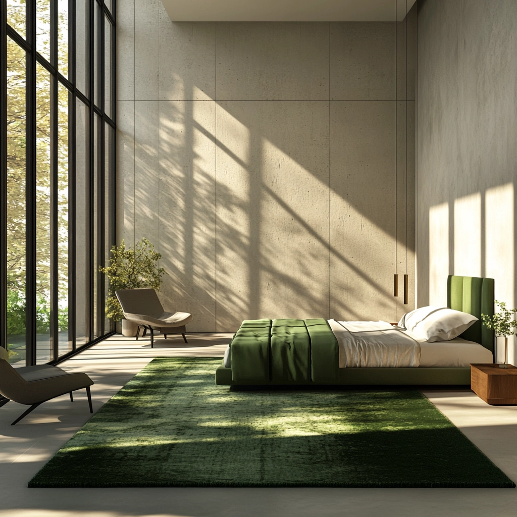 green rug bedroom aesthetic 10