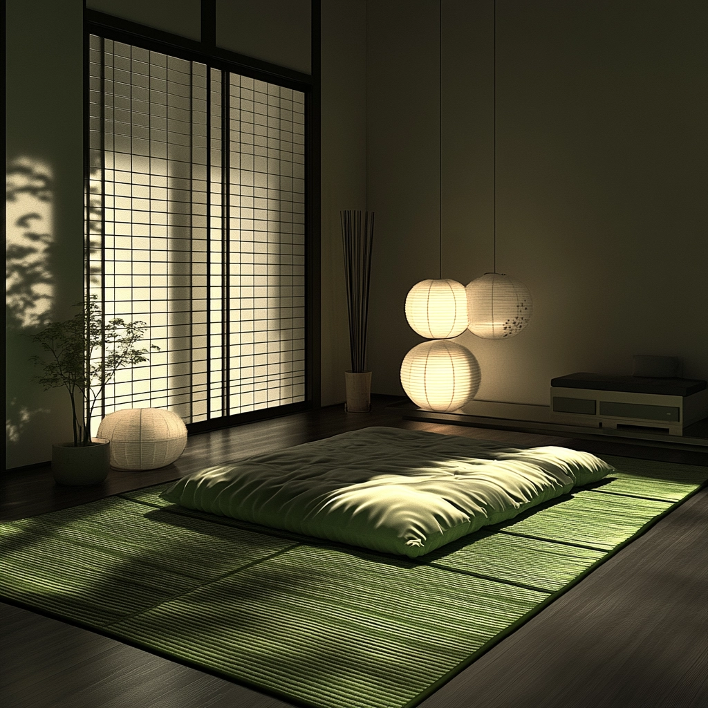 green rug bedroom aesthetic 14