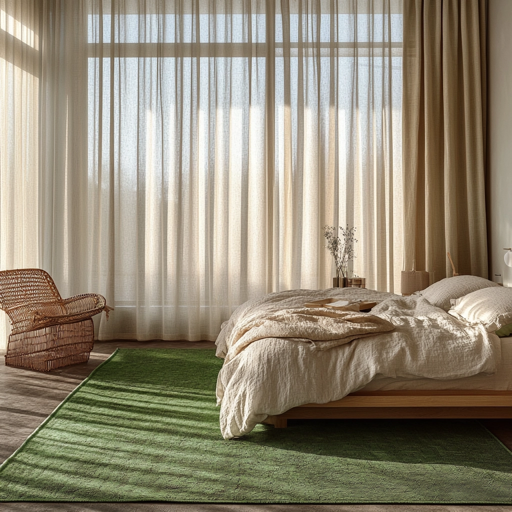 green rug bedroom aesthetic 2