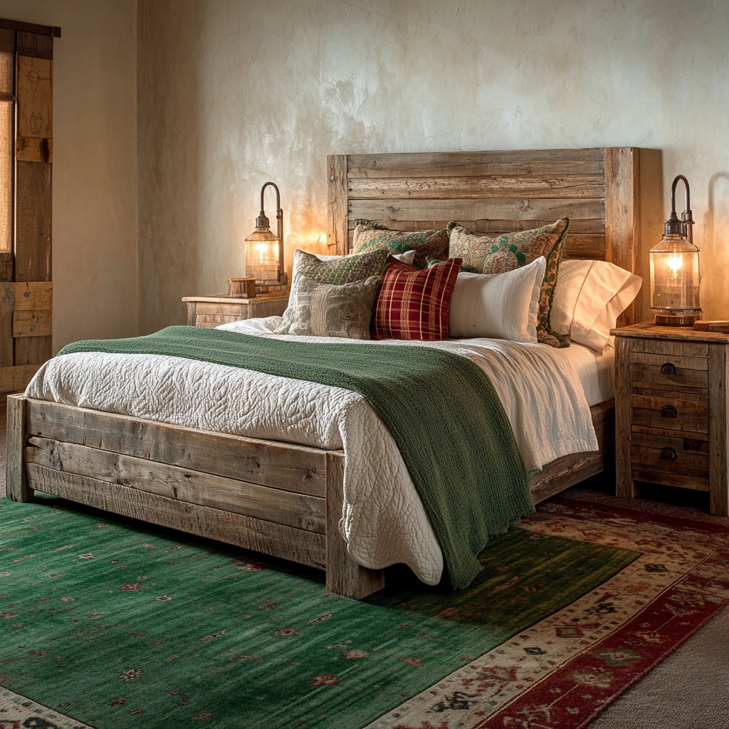 green rug bedroom aesthetic 27