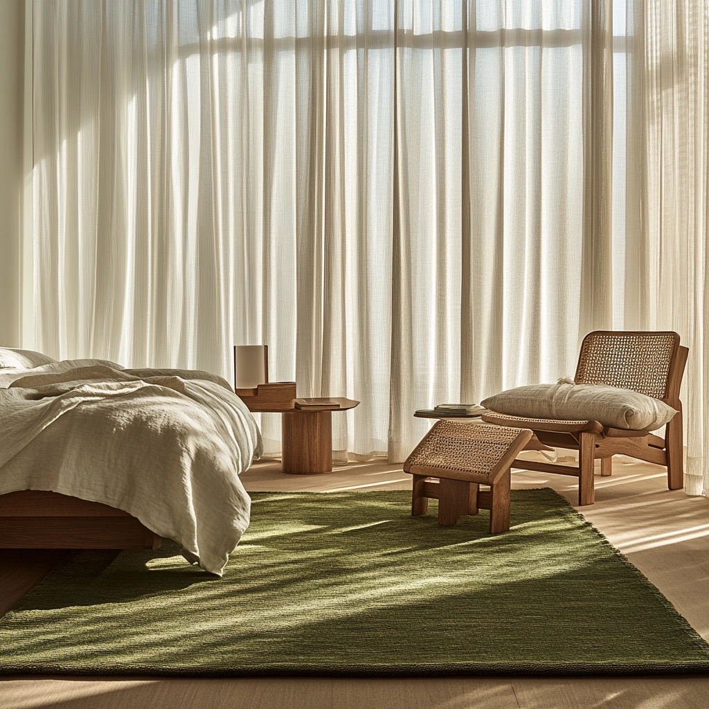 green rug bedroom aesthetic 3
