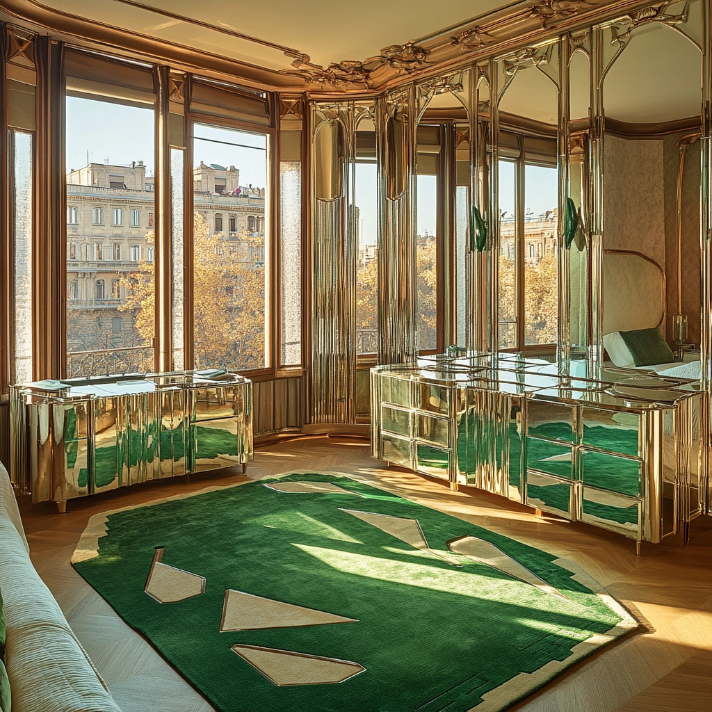 green rug bedroom aesthetic 32