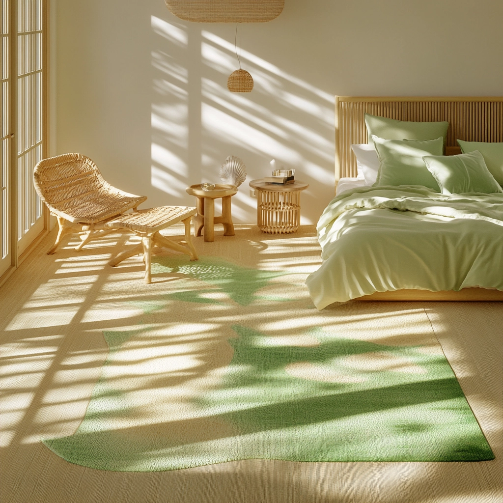 green rug bedroom aesthetic 33
