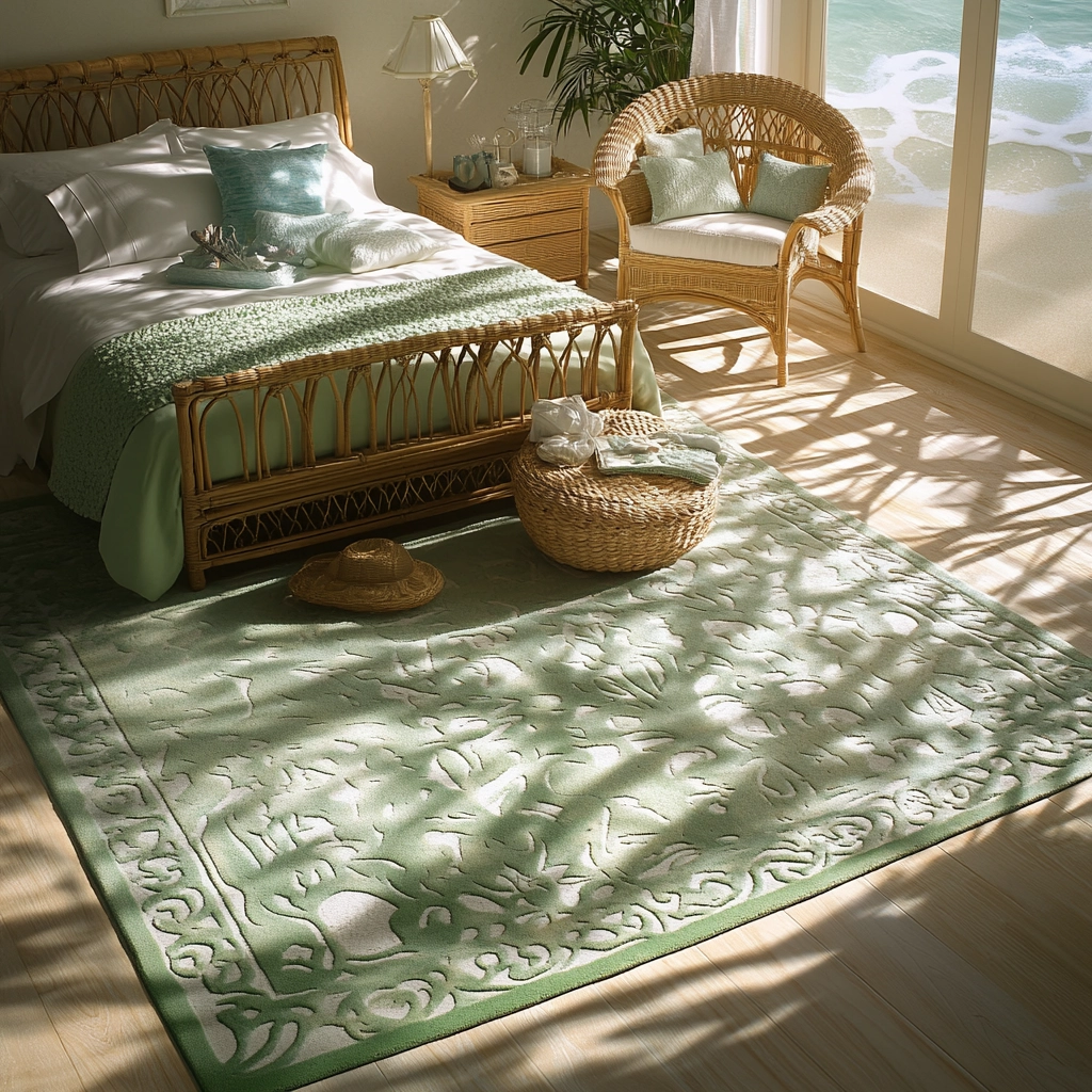 green rug bedroom aesthetic 35