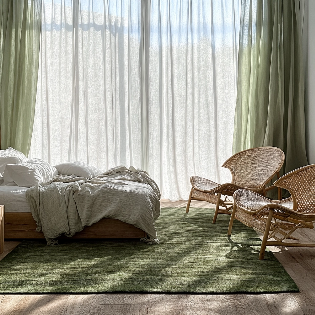 green rug bedroom aesthetic 4