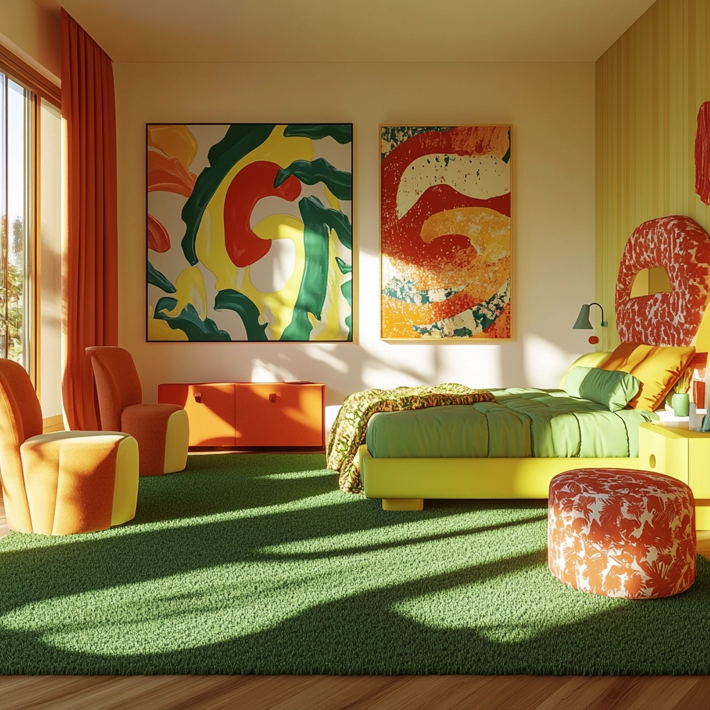 green rug bedroom aesthetic 52