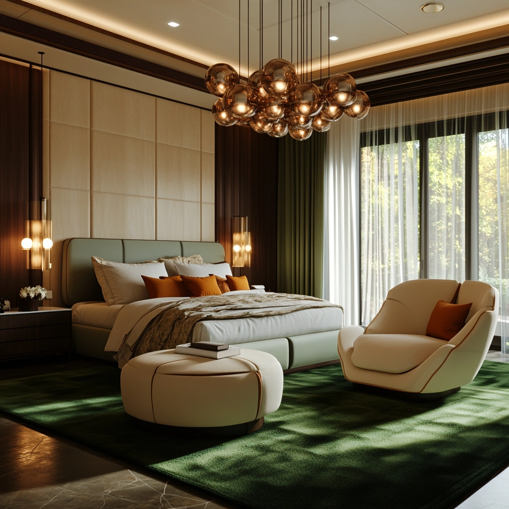 green rug bedroom aesthetic 54