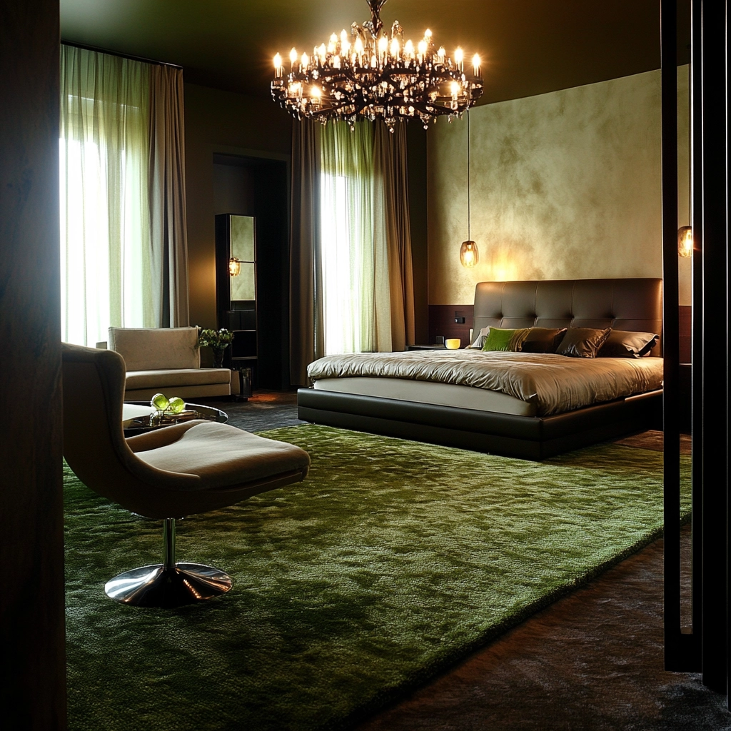 green rug bedroom aesthetic 56