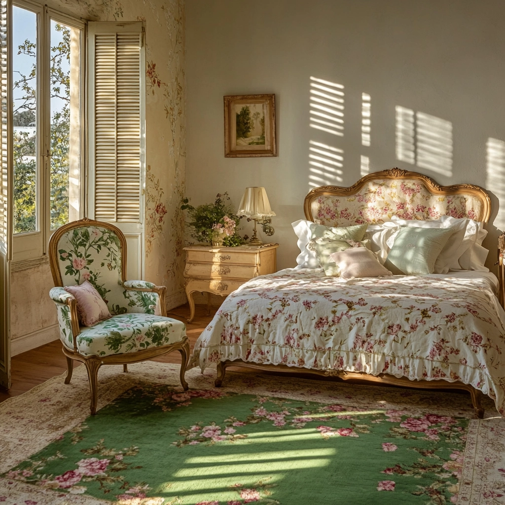 green rug bedroom aesthetic 68