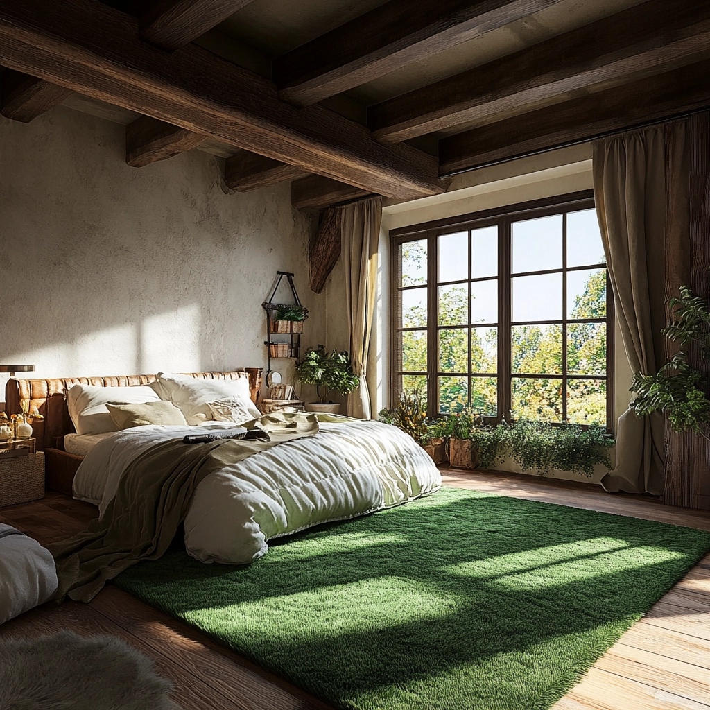 green rug bedroom aesthetic 77
