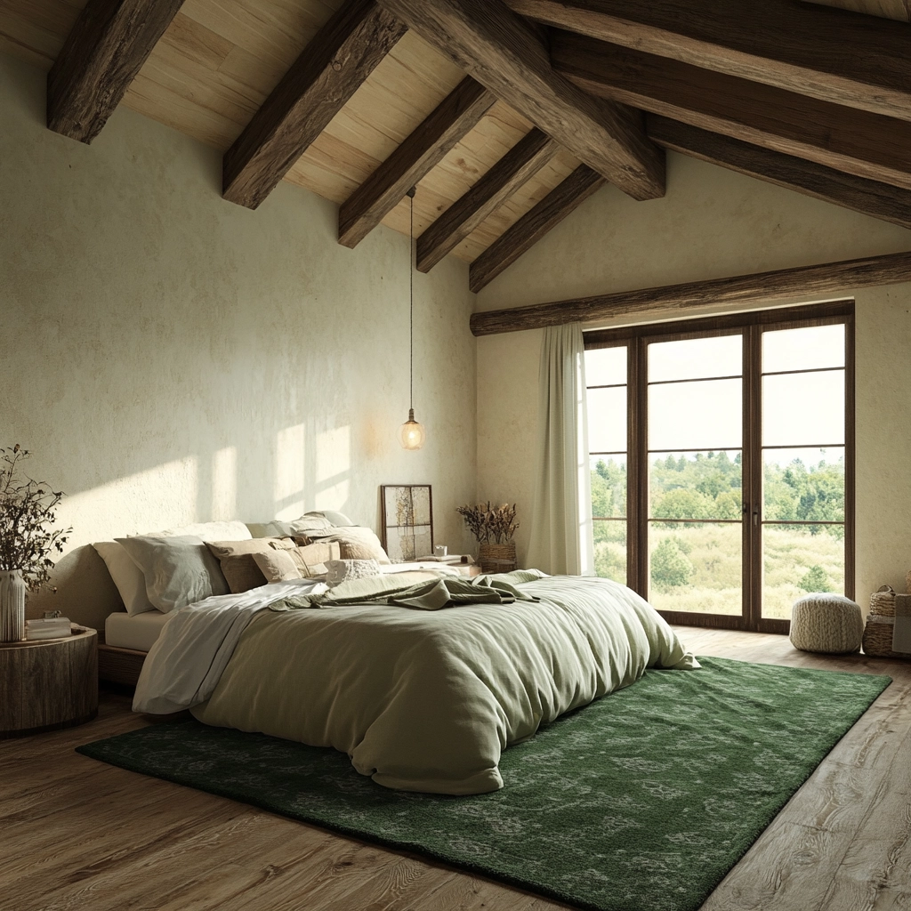 green rug bedroom aesthetic 79