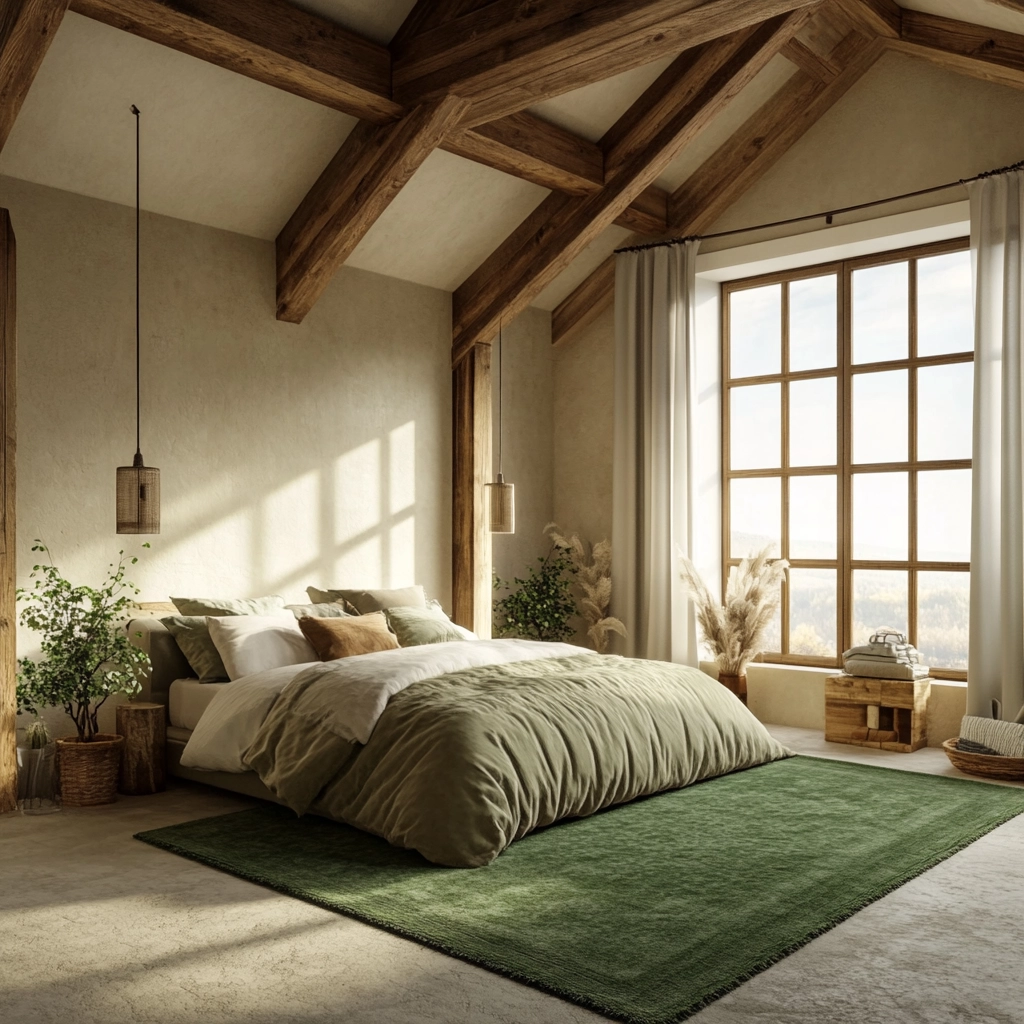 green rug bedroom aesthetic 80