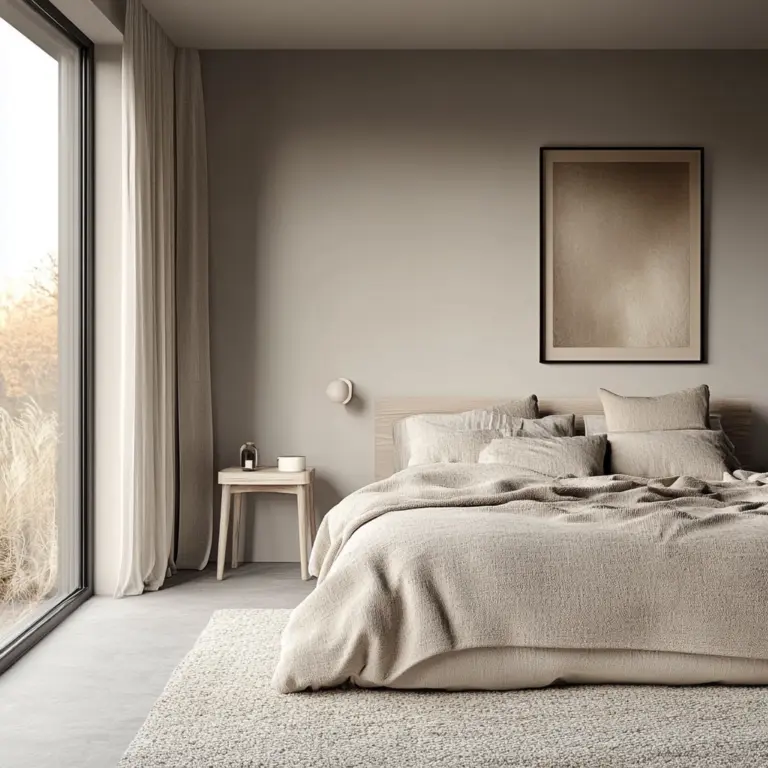 grey and beige bedroom 1
