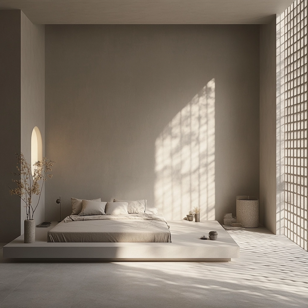 grey and beige bedroom 19