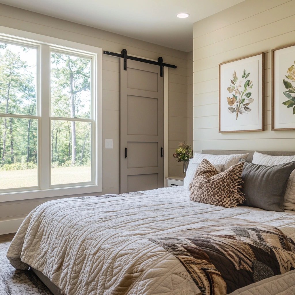 grey and beige bedroom 35