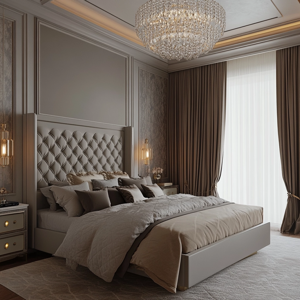 grey and beige bedroom 52