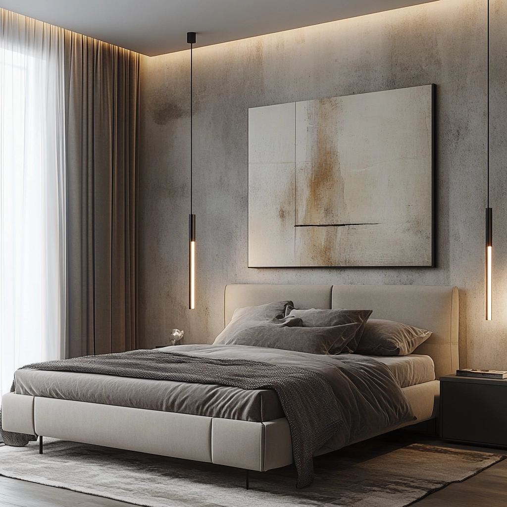 grey and beige bedroom 53