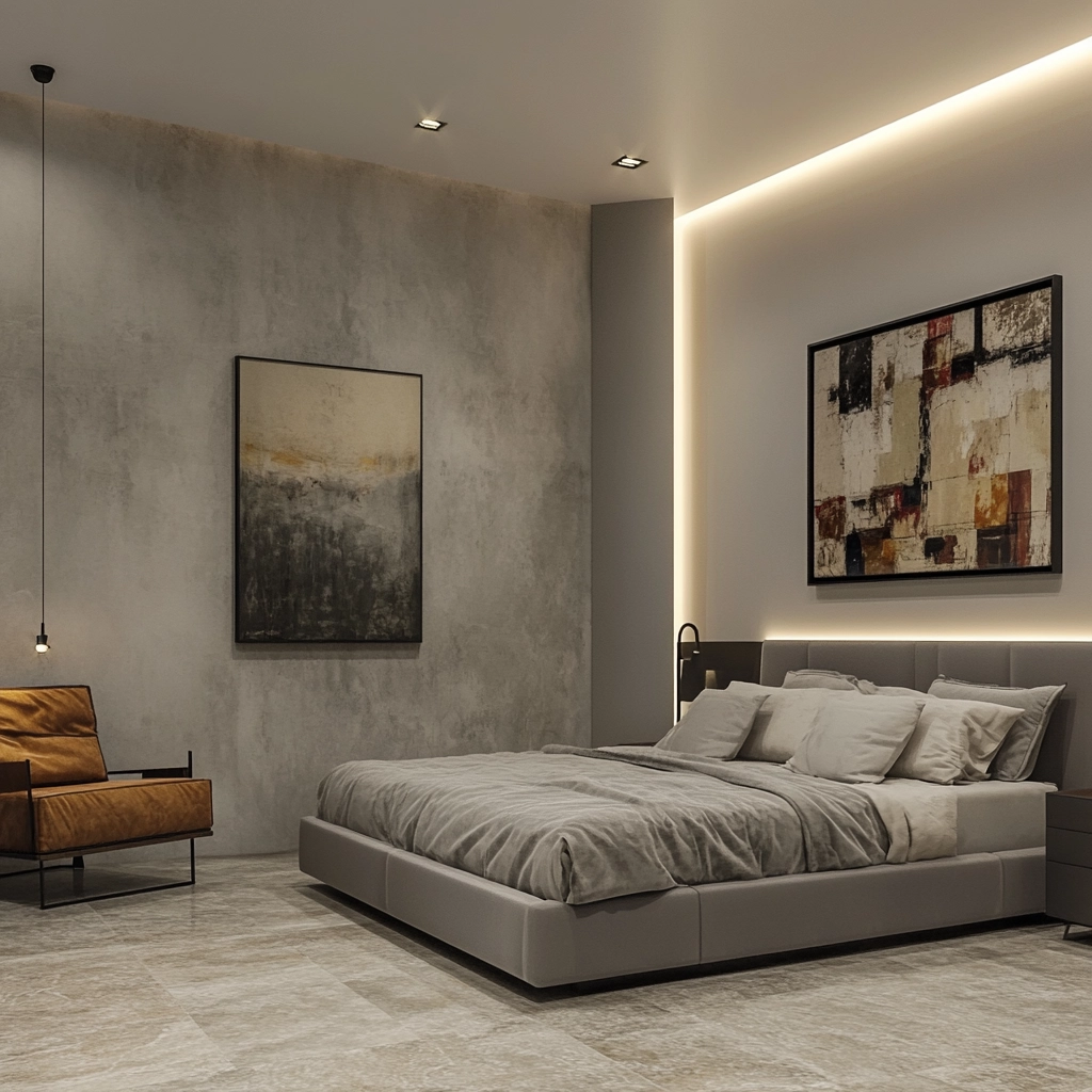 grey and beige bedroom 54