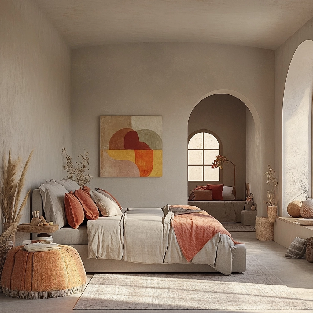 grey and beige bedroom 62