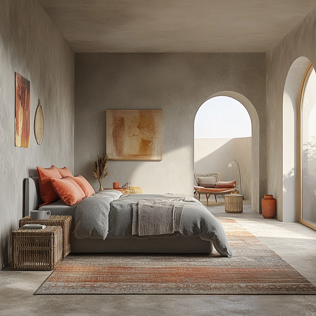grey and beige bedroom 63