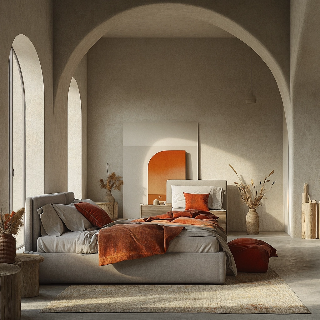 grey and beige bedroom 64