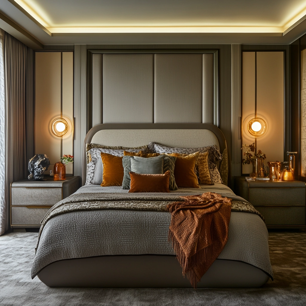 grey and beige bedroom 69
