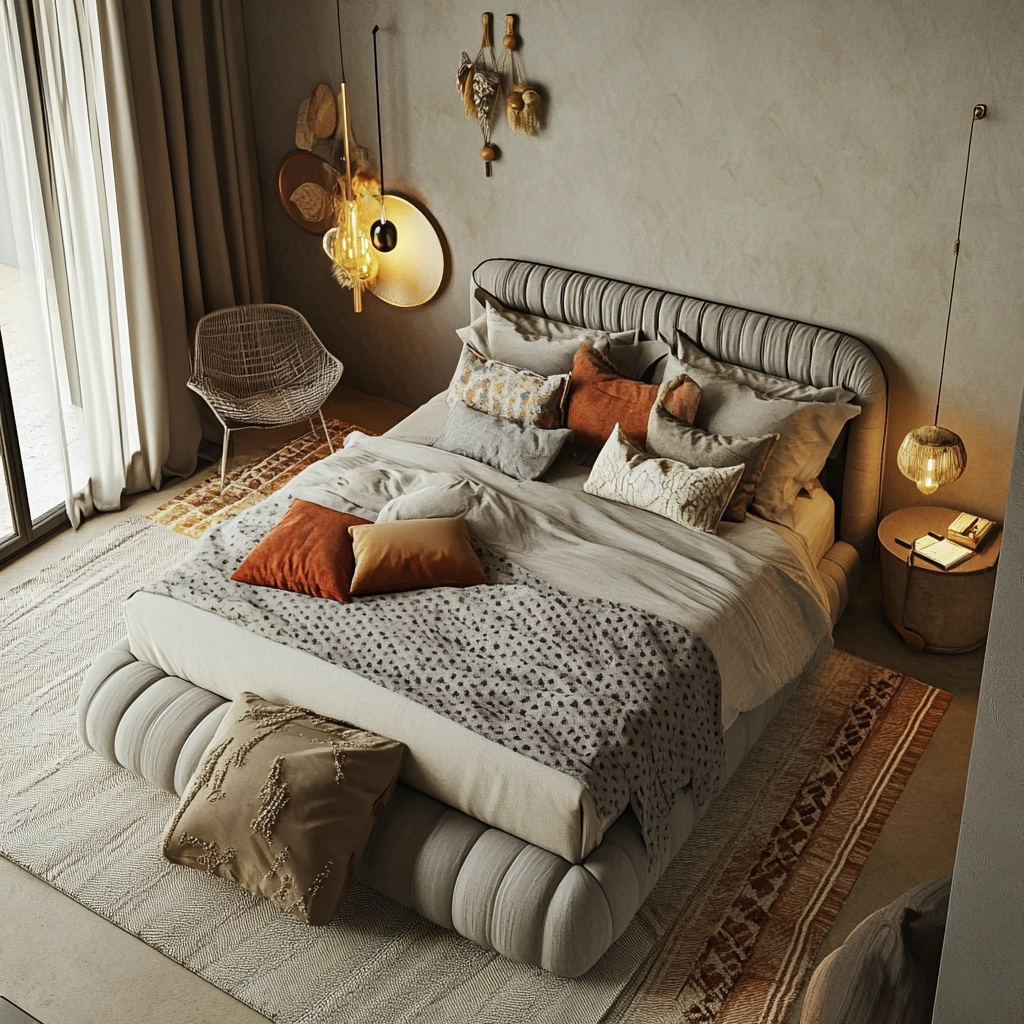 grey and beige bedroom 72