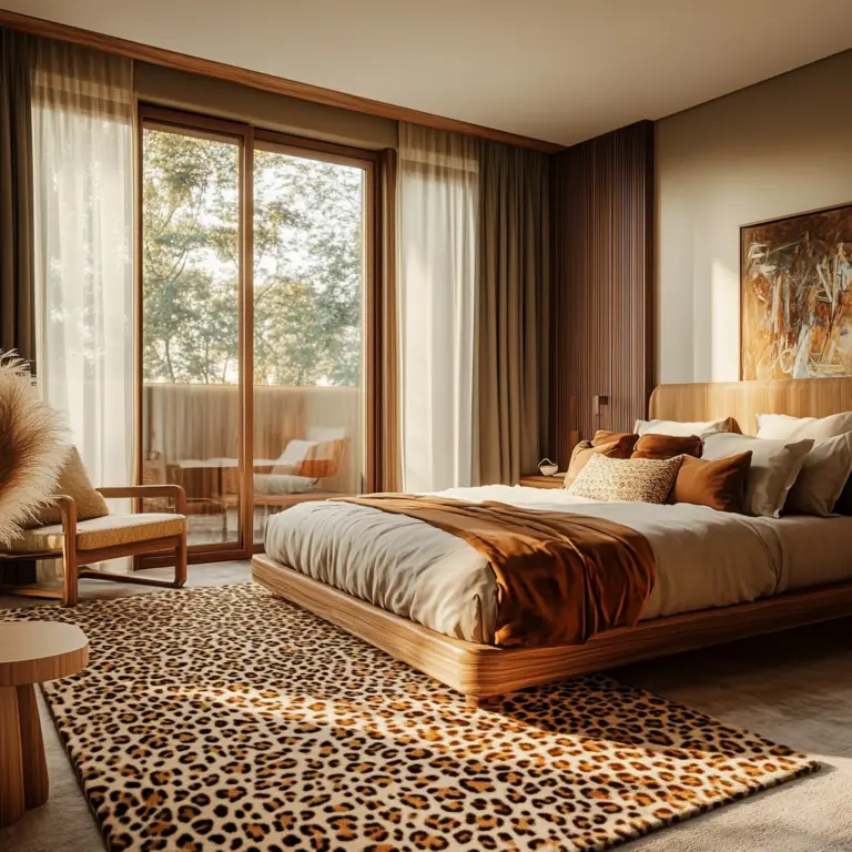 leopard rug bedroom 1